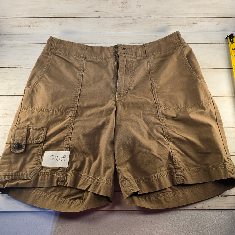 Eddie Bauer Mercer Fit Brown Cargo Shorts Womens 10 Stretch Cotton Outdoor